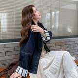 2C270-2876-P145-K198袖口拼接条纹牛仔外套，女装短外套，2C270