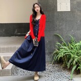 2C270-2835-P160-K238针织外套配吊带牛仔连衣裙，女装套装/套裙，2C270