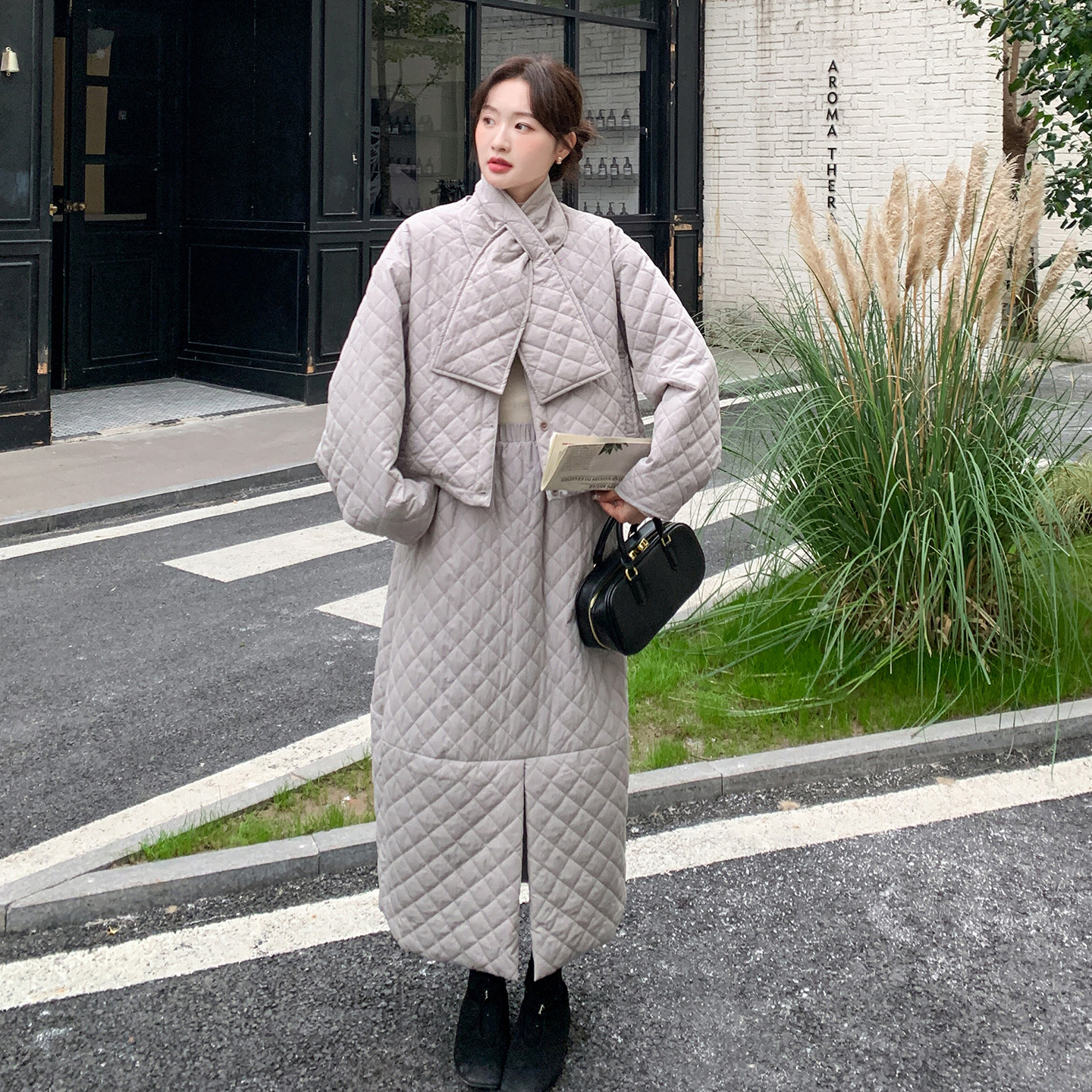 2C270-2902-P235-K328带围脖棉服3件套,女装套装/套裙,2C270
