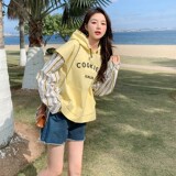 C270-916-P125-K188拼接连帽刺绣撞色卫衣，女装短外套，2C270