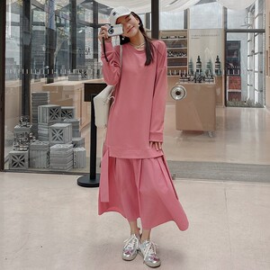 2C270-952-P125-K168 长款卫衣拼接长袖连衣裙假两件图片
