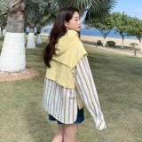 C270-916-P125-K188拼接连帽刺绣撞色卫衣，女装短外套，2C270