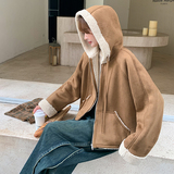 C270-2761-P185-K268带帽简约款皮毛一体，女装毛呢外套，2C270