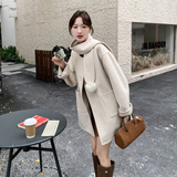 2C270-2901-P225-K298带围巾双面毛呢大衣，女装毛呢外套，2C270