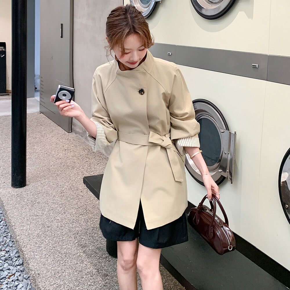 2C270-2873-P165-K238拼接一粒扣风衣,女装风衣,2C270