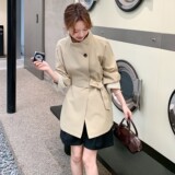 2C270-2873-P165-K238拼接一粒扣风衣，女装风衣，2C270