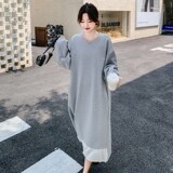 C270-2735-P135-K198自制长款拼接雪纺连衣裙，女装连衣裙，2C270