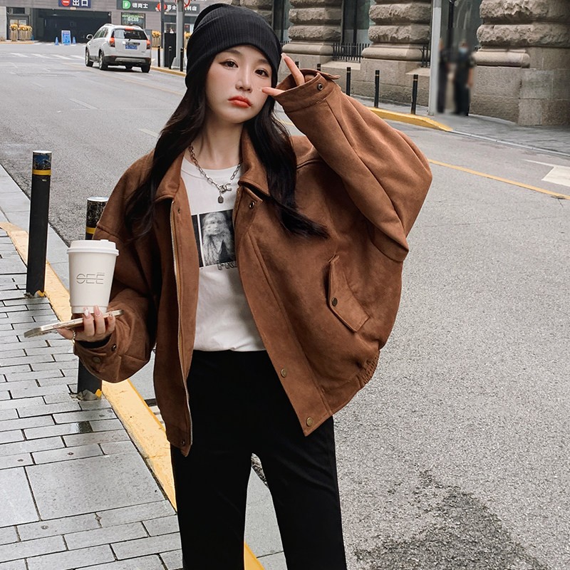 2C270-837-P125-K188春款棒球服短款麂皮绒夹克外套,女装短外套,2C270
