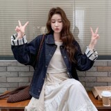 2C270-2876-P145-K198袖口拼接条纹牛仔外套，女装短外套，2C270
