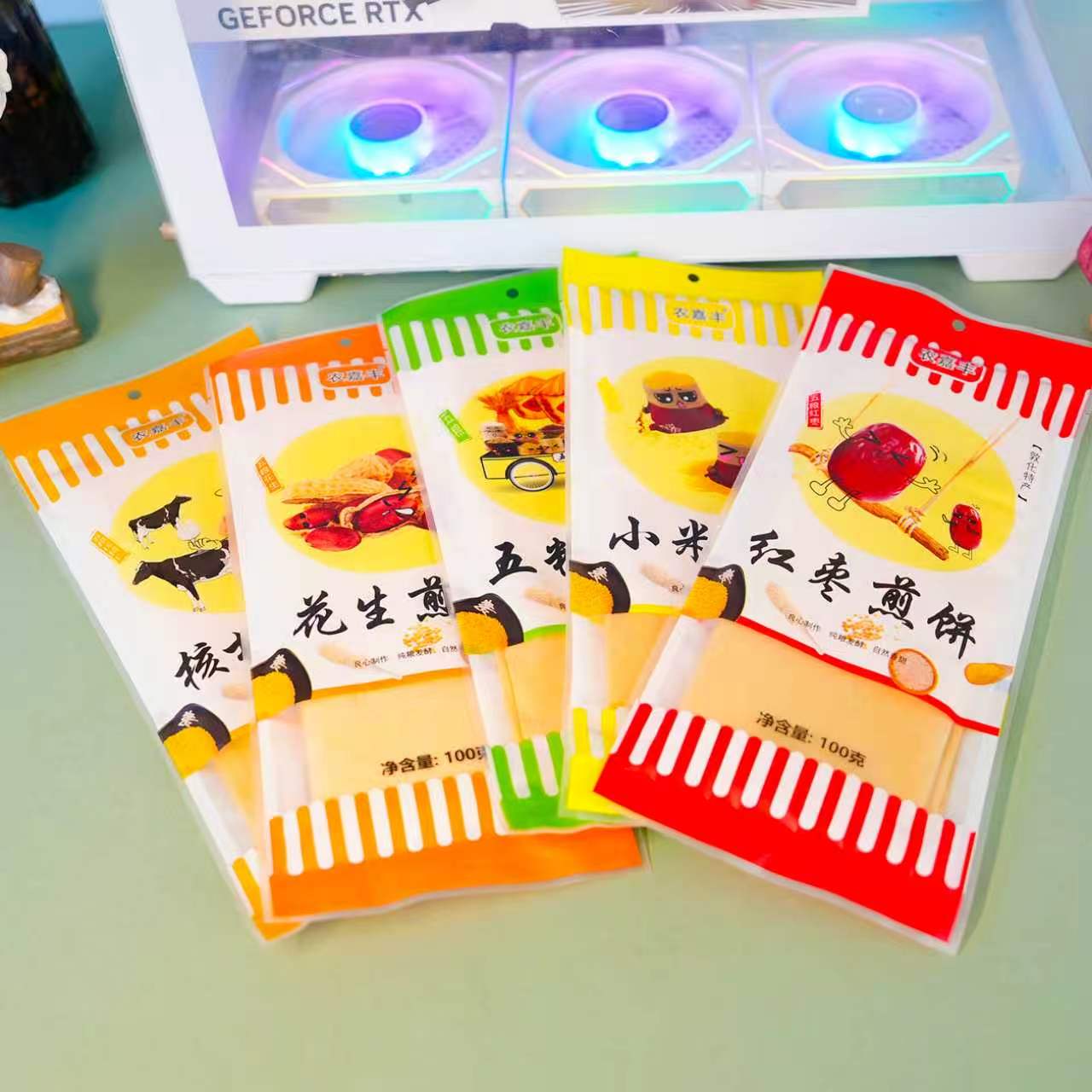 农嘉丰敦化煎饼五种口味五粮小米大枣核桃花生粗粮细作长白山粗粮