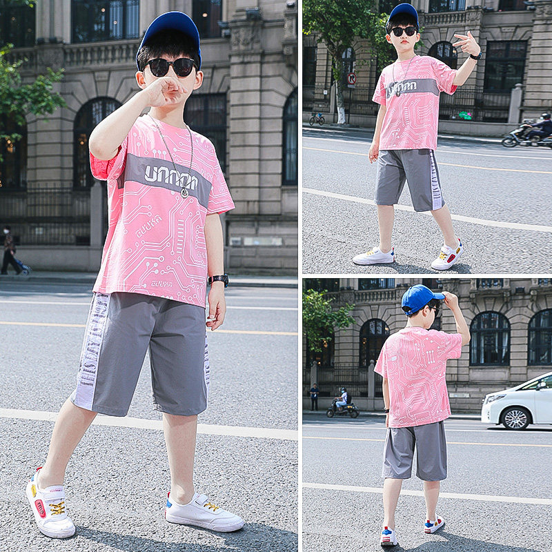 7男孩子韩版帅气短袖短裤两件套8夏装10中大儿童12宽松运动潮流14