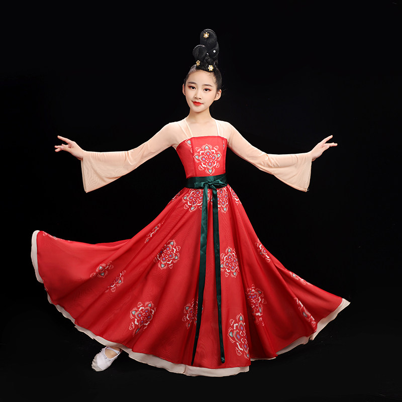 儿童古典舞合唱演出服桃李杯唐印舞蹈服古风艺考唐装女群表演服舞