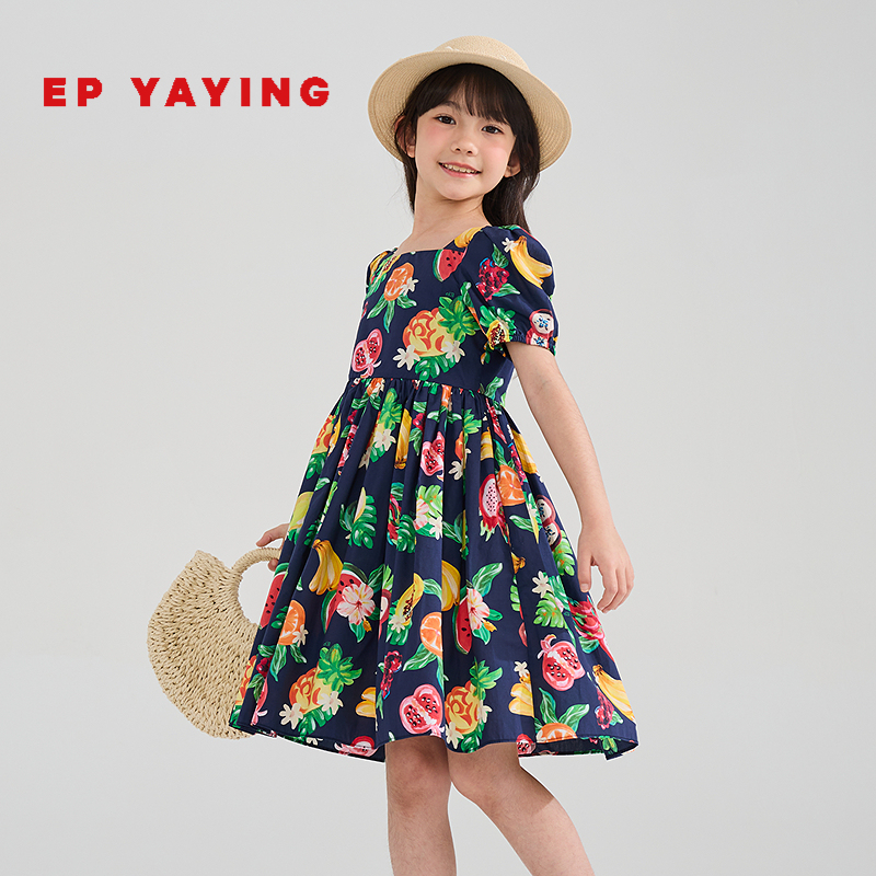 EP雅莹童装2025春夏女童新款花卉印花公主连衣裙