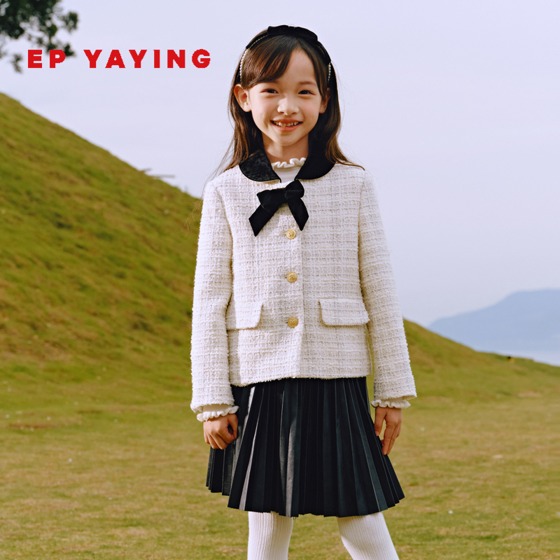 [商场同款]EP雅莹童装秋冬女童新款小香风外套蝴蝶结套装