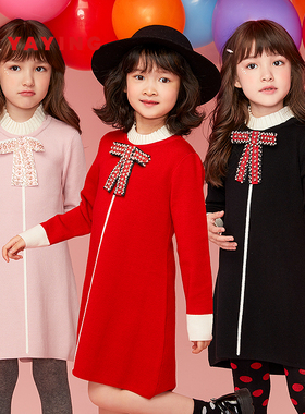 [爆款补单]EP雅莹童装秋冬新款小香风洋气羊毛红色连衣裙公主裙
