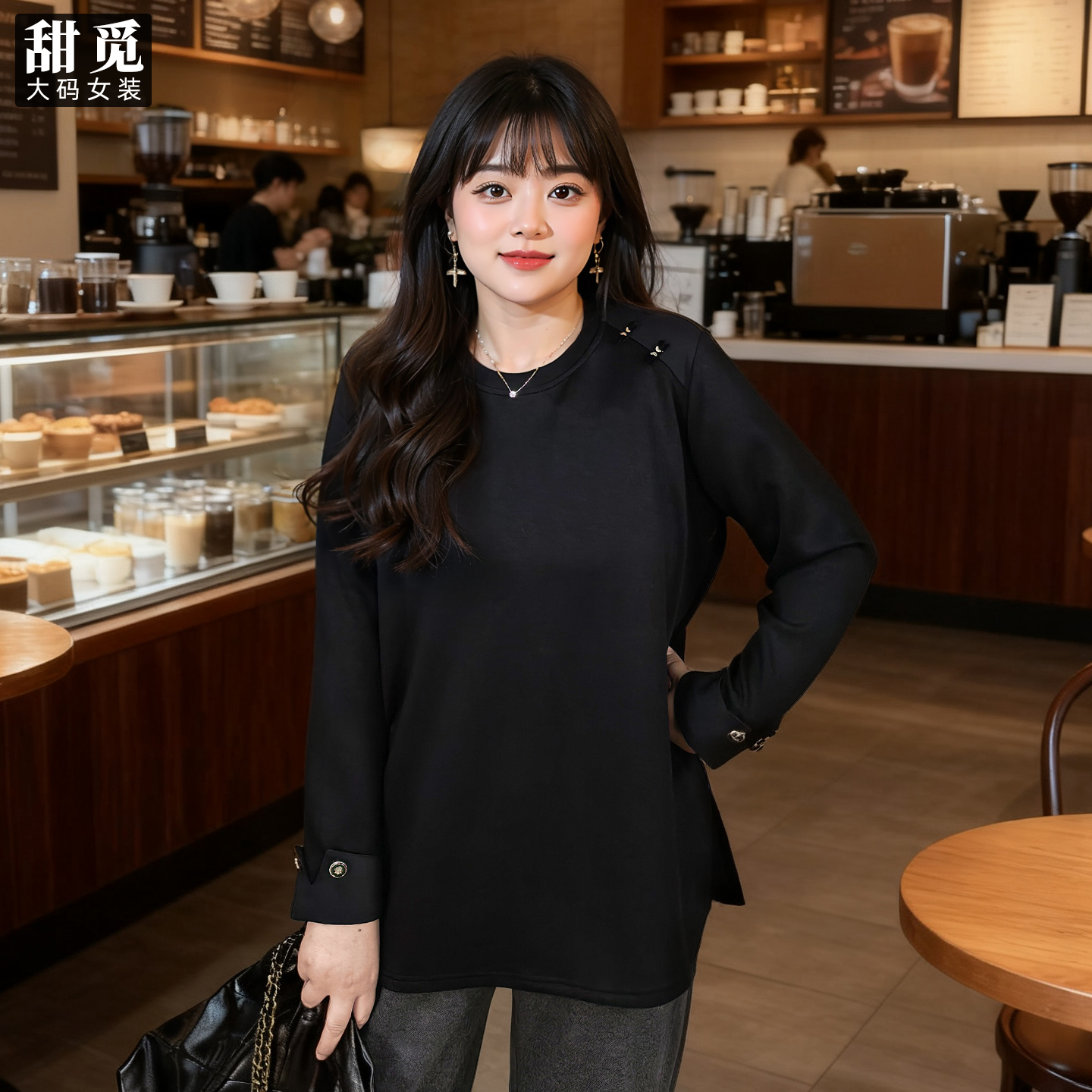 甜觅特大码女装春秋装胖mm300斤加肥加大码蝴蝶结点缀空气棉卫衣