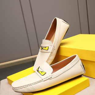 邦家尼欧洲站秋牛皮乐福鞋男鞋反绒皮懒人豆豆鞋一脚蹬驾车鞋套脚