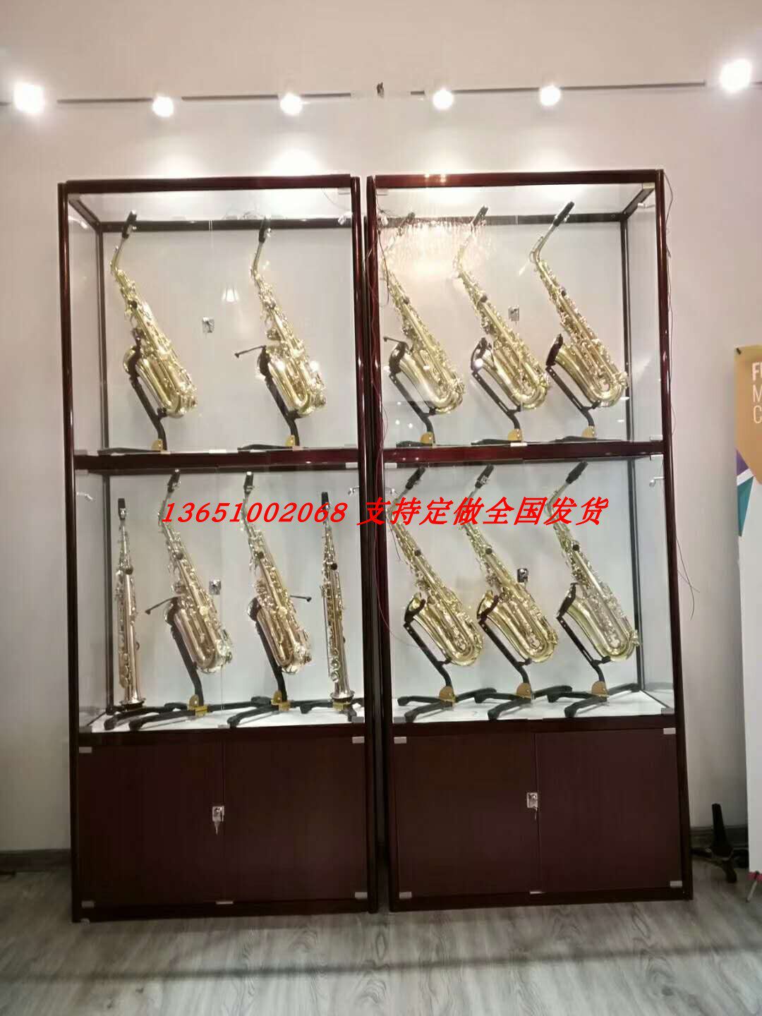 琴行乐器展示柜木质玻璃柜萨克斯收纳柜配件柜吉他展柜陈列柜