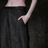 马海毛羊毛老钱风微喇休闲裤 「 廓尔格西裤 」廊_黑灰 凌鸦ILNya