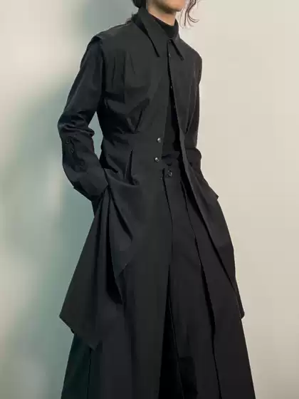 Ilnya Moon Sea_Victoria Shirt Dress Waist-Tightening Tencel Avant-Garde Slim-Fit Vintage Trench Coat