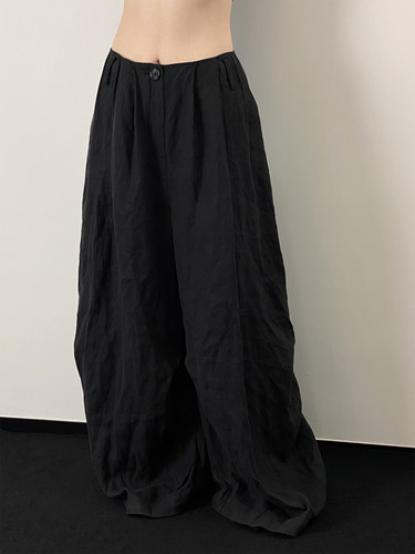 凌鸦ILNya-连腰亚麻灯笼裤
