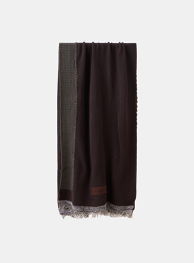 「 凌鸦ILNya 」月海_勃艮第红/石墨绿 晚冬围巾 羊毛拼色披肩