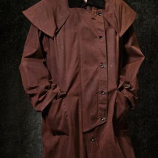 「 凌鸦ILNya 」廊_红 油蜡布战壕大衣 复古防水挡雨布风衣外套