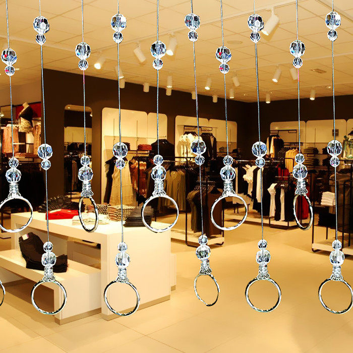 衣服展示架上墙珠链水晶吊环