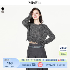 Mixblu黑色美式复古针织衫女秋冬2023新款韩版时尚气质小个子毛衣