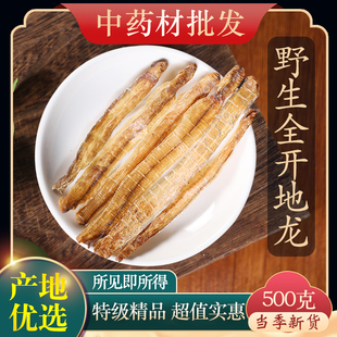中药材精选野生地龙500g干地龙片全开无土地龙整条蚯蚓广地龙粉