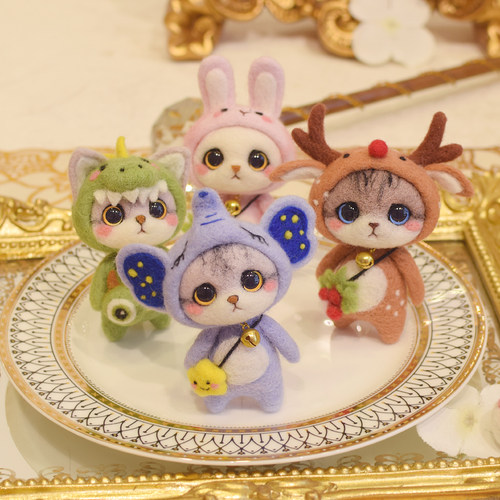 原创羊毛毡猫咪仟樱手工材料包