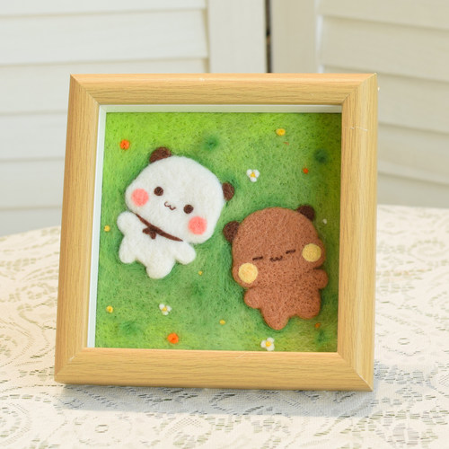 仟樱羊毛毡戳戳乐diy小熊相框画