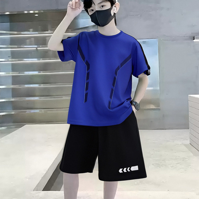 儿童速干运动男童套装夏季薄款夏装篮球服冰丝跑步训练服
