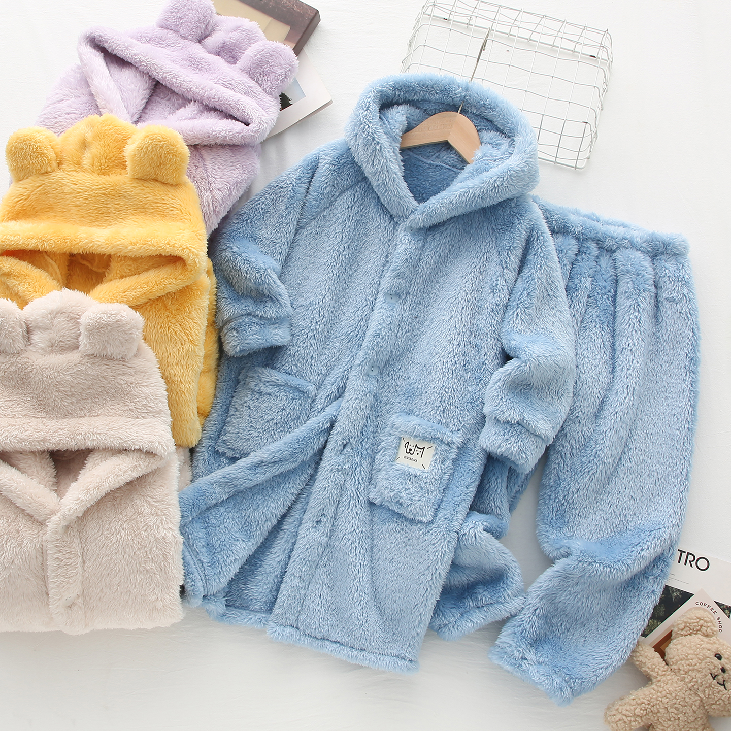 冬季儿童睡袍男童长袍珊瑚绒保暖