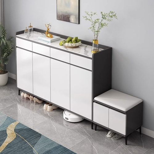 鞋柜家用门口实木岩板鞋柜收纳柜一体靠墙鞋柜2025新款鞋柜储物柜