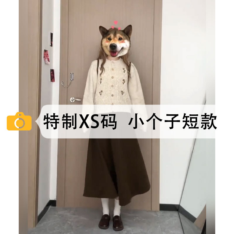 棕色半身裙女小个子毛呢半裙显高