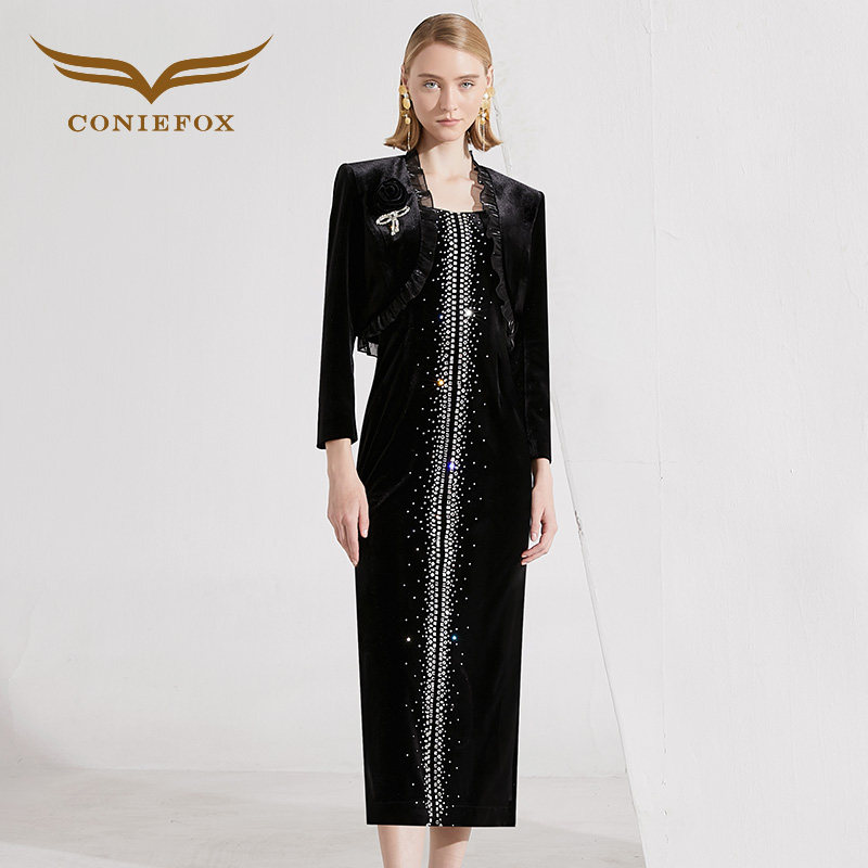 创意狐2026新款绝美黑色礼服女式声乐艺考礼服气质长裙年会晚礼服