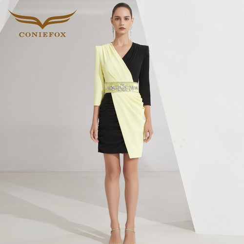 创意狐主持人礼服生日聚会小礼裙