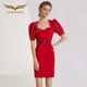 创意狐红色礼服高端轻奢小众日常可穿礼裙晚宴会气质主持人连衣裙