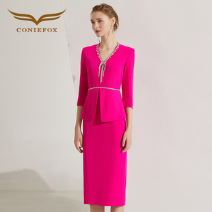 创意狐礼服时尚优雅主持人日常可穿连衣裙轻职场商务设计师女装秋