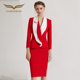 两件套 创意狐主持人时尚 套装 红色正装 播音艺考服装 公司年会职业装