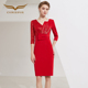 创意狐礼服高端轻奢喜婆婆婚宴礼服平时可穿晚宴会红色连衣裙女