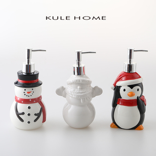HOME洗手液创意3Ｄ手工彩绘欧美圣诞洗发水沐浴露陶瓷乳液瓶 KULE