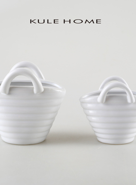 KULEHOM田园风复古螺纹陶瓷花篮