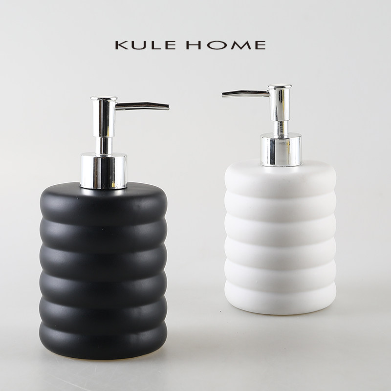 KULE HOME 沐浴露洗手液瓶创意陶瓷家用卫生间浴室乳液按压瓶空瓶