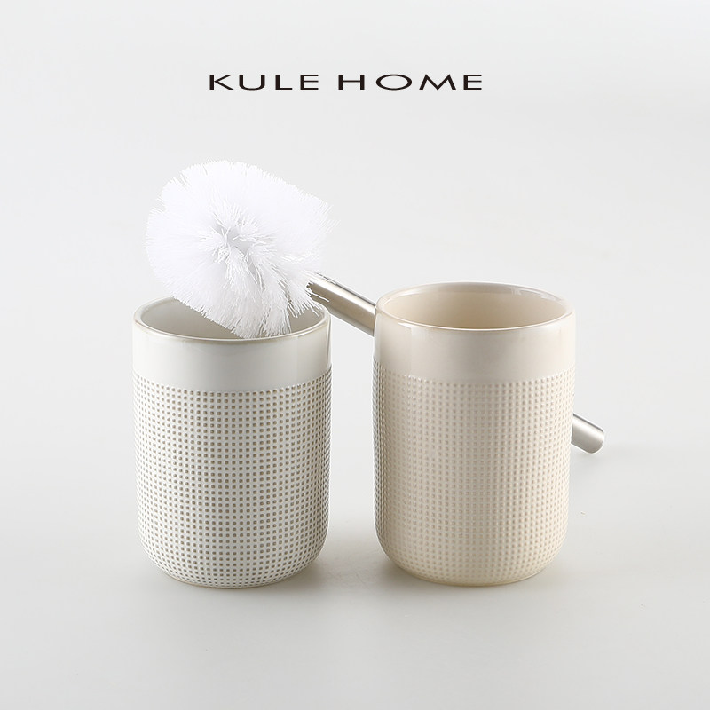 KULE HOME 北欧简约马桶刷套装陶瓷卫生间长柄洁厕刷家用清洁工具