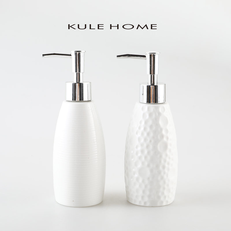 KULE HOME 简约创意酒店宾馆皂液器乳液分装瓶陶瓷洗手液瓶按压瓶