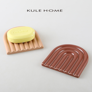 KULE HOME 轻奢陶瓷皂盒沥水肥皂盒创意家用免打孔香皂碟高档皂托