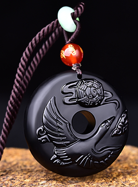 龙雀祥云吊坠2026年属鸡人吉祥物生肖鸡黑曜石男女佩戴挂件