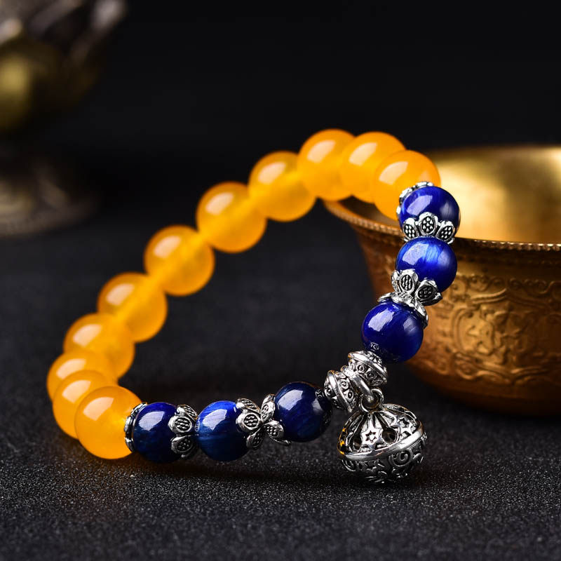 紫冰银镶嵌蓝绒晶橘子石石碑护身符手链结印阵靛蓝晶饰品